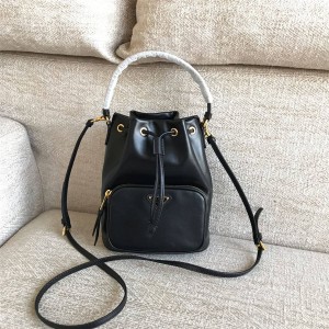 Prada/普拉达中文官网专柜正品女包全皮抽绳水桶包1BH038