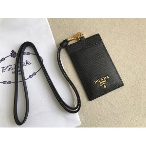 PRADA官网普拉达男包专柜价格Saffiano皮革证章夹挂脖卡包卡片夹1MC007