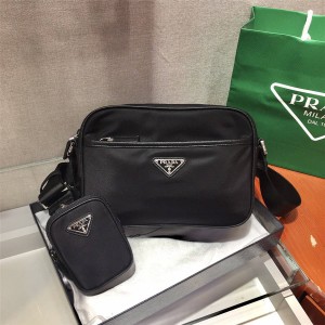 PRADA普拉达官网正品Re-Nylon 再生尼龙和Saffiano 皮革单肩包2VH048