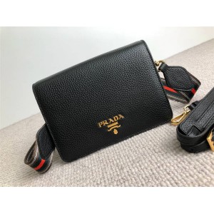 Prada/普拉达代购官网女包新款荔枝纹牛皮双肩带斜跨单肩包1BD102