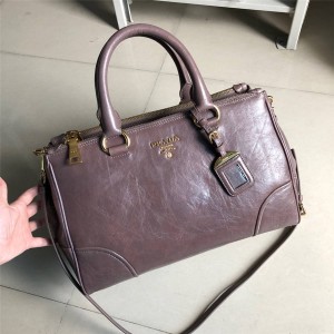 Prada/普拉达中文官网代购女包经典油蜡皮手提单肩机车包