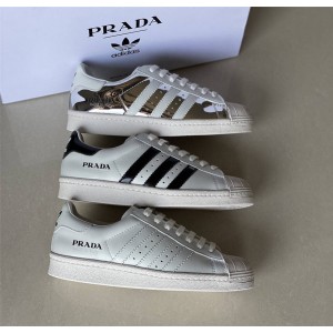 普拉达Prada for Adidas官网联名款情侣男女同款Superstar皮革运动鞋2EG320