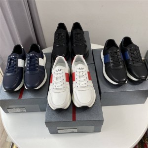香港prada折扣店普拉达官网新款男鞋皮革和尼龙运动鞋4E3463