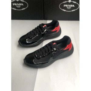 普拉达鞋子官网正品Prada America's Cup 漆皮和尼龙运动鞋4E3400