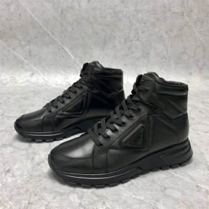 Prada/普拉达中文官网原单男士系带中帮高帮皮革运动鞋4T3592