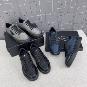 Prada/普拉达香港官网代购新款男鞋男士尼龙拼皮低帮运动鞋