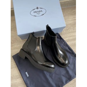 Prada/普拉达中国官网正品女靴亮面皮革切尔西短靴1T251M